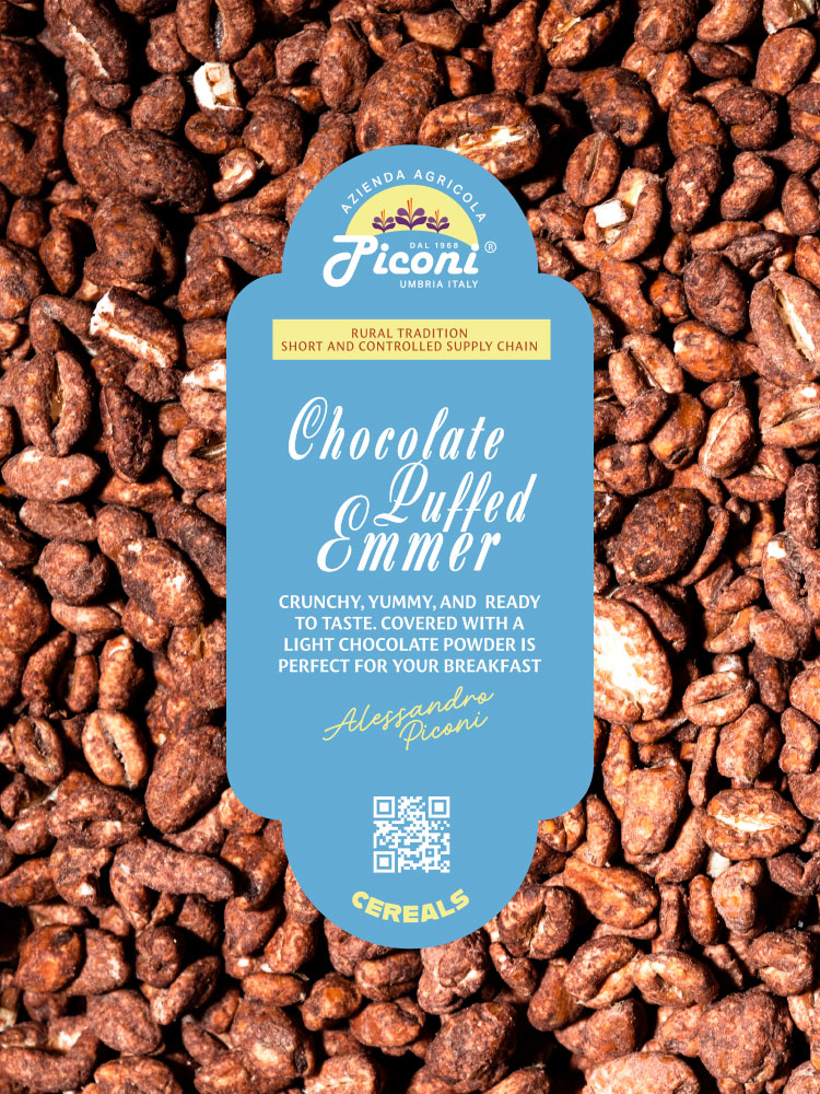 Farro soffiato al cioccolato in polvere